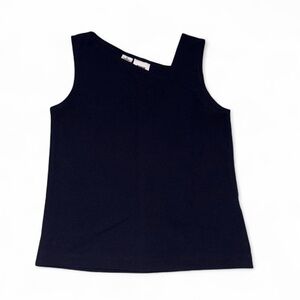 DKNY Vintage Black With Asymmetrical Neckline Tank Top